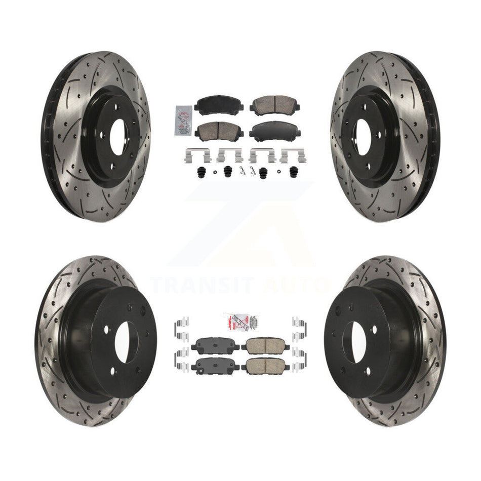 Front Rear Ceramic Pad Drill Slot Brake Rotor Kit For 2007-2012 Nissan Sentra SE-R Spec V KDA-103098