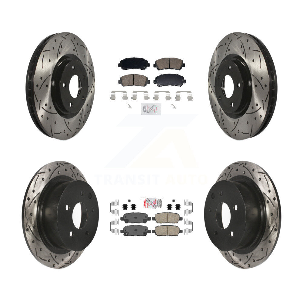 Front Rear Ceramic Pad Drill Slot Brake Rotor Kit For 2007-2012 Nissan Sentra SE-R Spec V KDA-103101