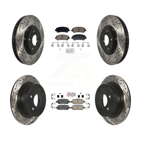 Front Rear Ceramic Pad Drill Slot Brake Rotor Kit For 2007-2012 Nissan Sentra SE-R Spec V KDA-103101