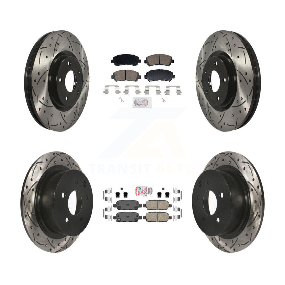 Front Rear Ceramic Pad Drill Slot Brake Rotor Kit For 2007-2012 Nissan Sentra SE-R Spec V KDA-103101