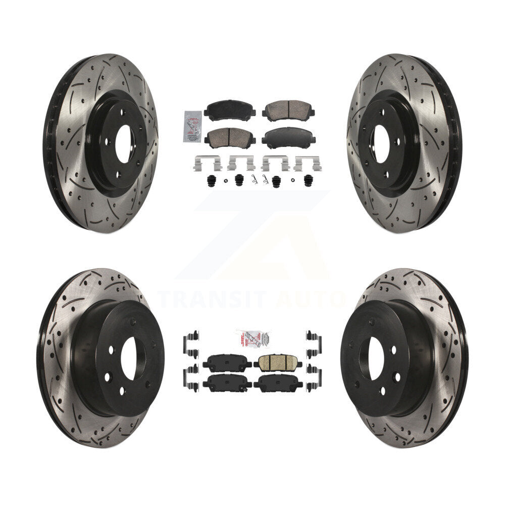 Front Rear Ceramic Pad Drill Slot Disc Brake Rotor Kit For 2014-2017 Nissan Juke Nismo RS KDA-103102
