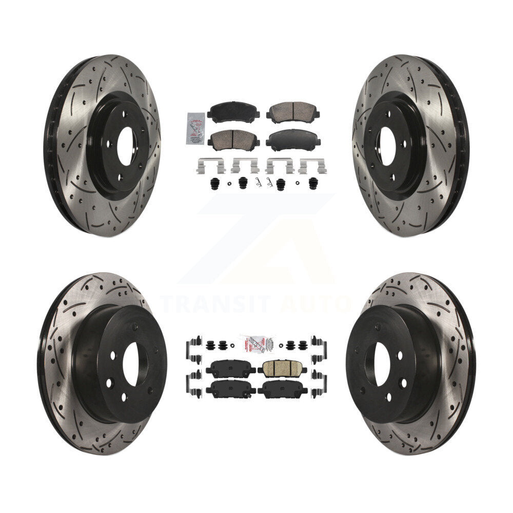 Front Rear Ceramic Pad Drill Slot Disc Brake Rotor Kit For 2014-2017 Nissan Juke Nismo RS KDA-103103