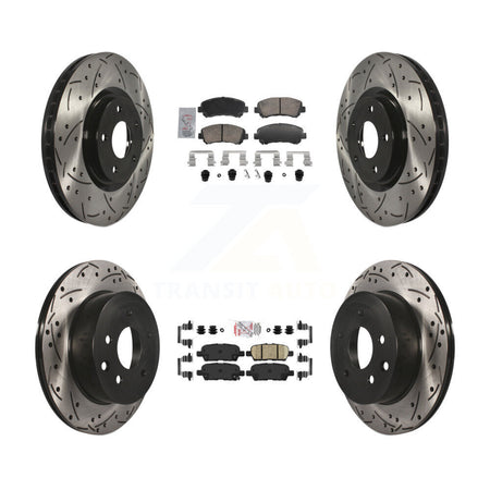 Front Rear Ceramic Pad Drill Slot Disc Brake Rotor Kit For 2014-2017 Nissan Juke Nismo RS KDA-103103