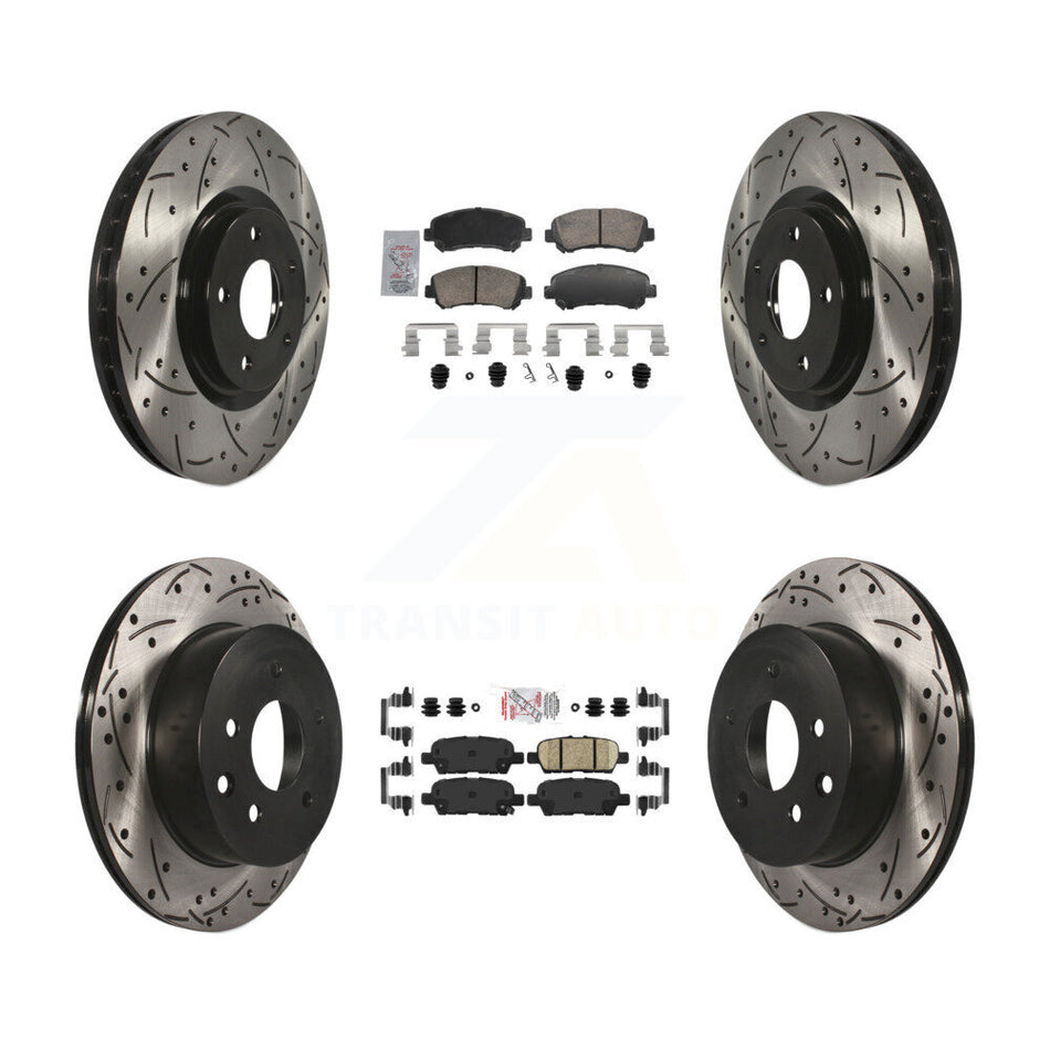 Front Rear Ceramic Pad Drill Slot Disc Brake Rotor Kit For 2014-2017 Nissan Juke Nismo RS KDA-103103