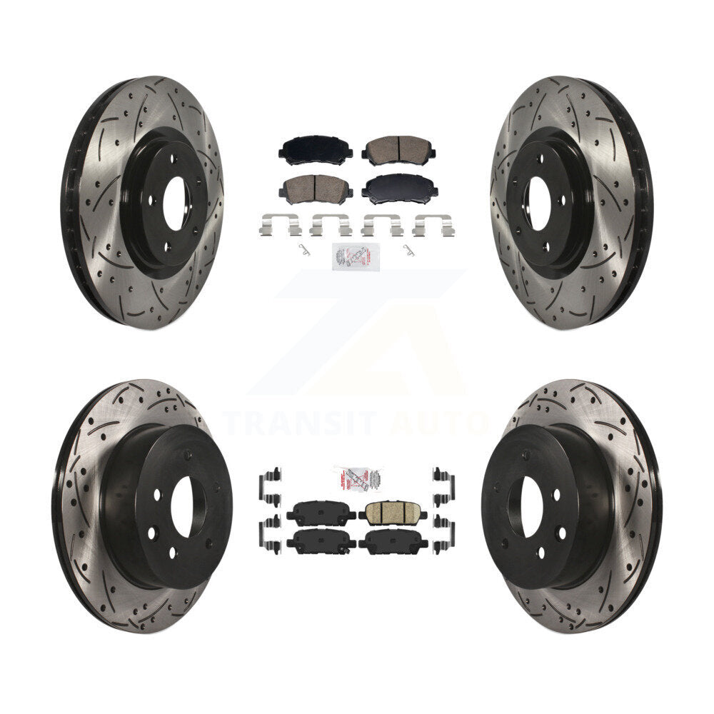 Front Rear Ceramic Pad Drill Slot Disc Brake Rotor Kit For 2014-2017 Nissan Juke Nismo RS KDA-103104