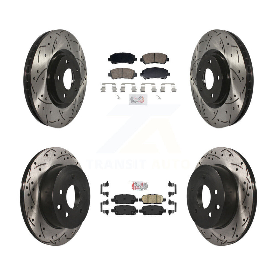 Front Rear Ceramic Pad Drill Slot Disc Brake Rotor Kit For 2014-2017 Nissan Juke Nismo RS KDA-103104
