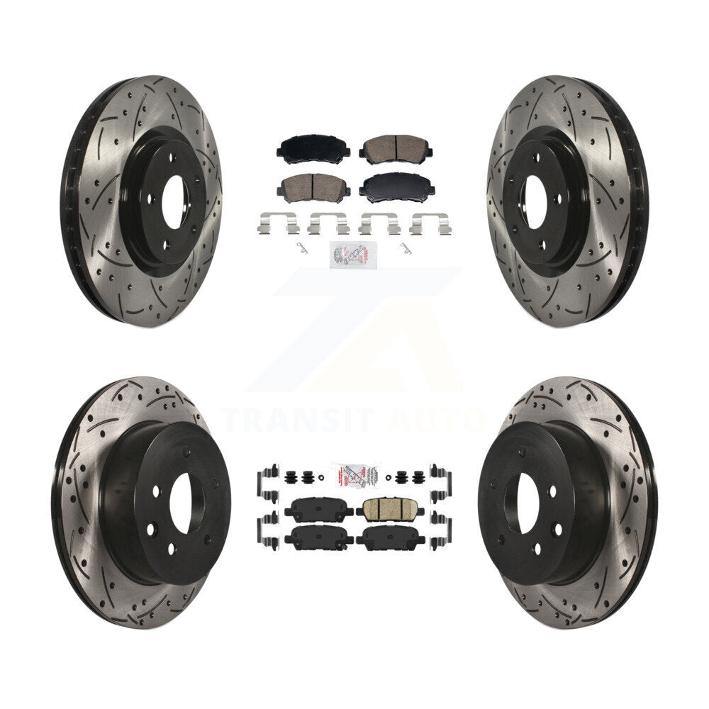 Front Rear Ceramic Pad Drill Slot Disc Brake Rotor Kit For 2014-2017 Nissan Juke Nismo RS KDA-103105