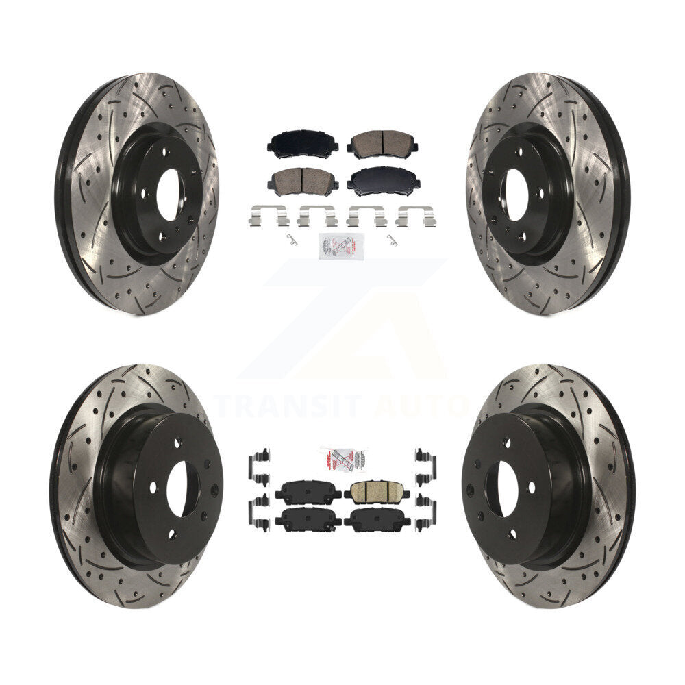 Front Rear Ceramic Pad And Coated Drilled Slotted Disc Brake Rotors Kit For Nissan Maxima KDA-103108