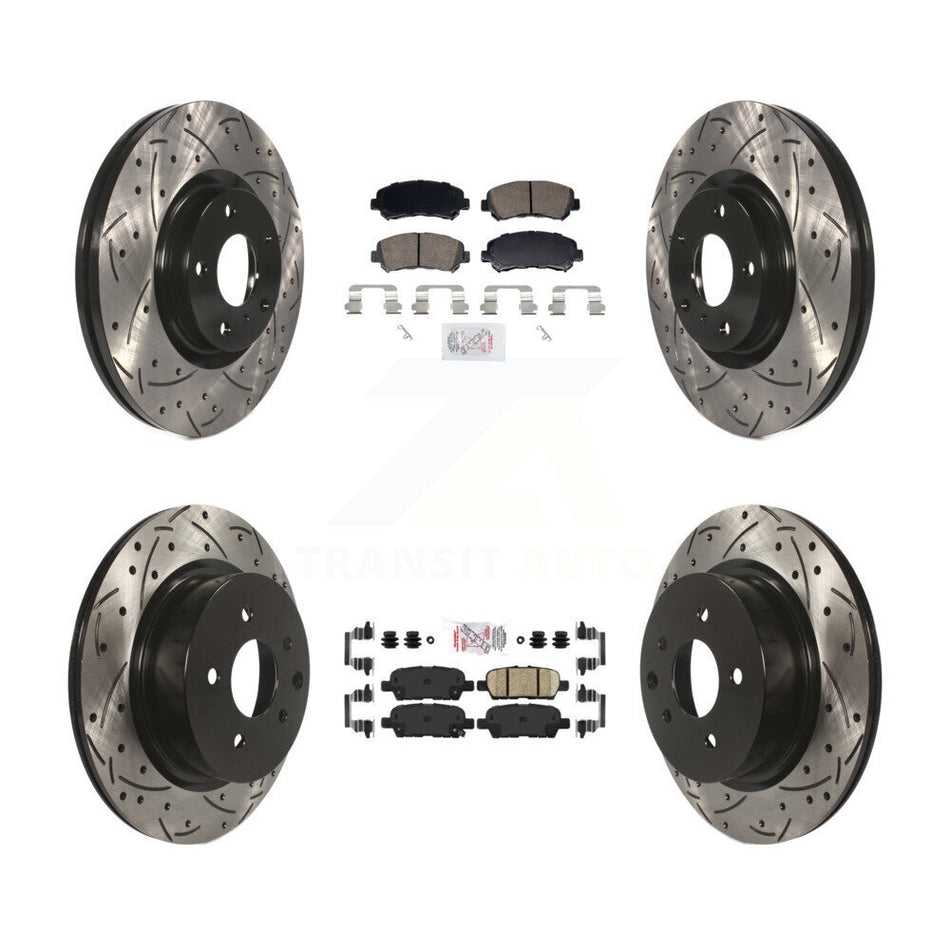 Front Rear Ceramic Pad And Coated Drilled Slotted Disc Brake Rotors Kit For Nissan Maxima KDA-103109