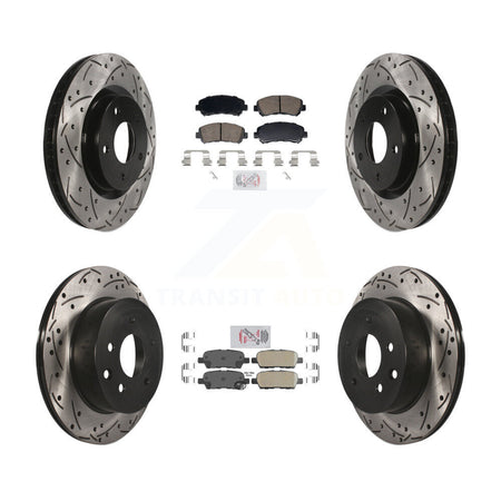 Front Rear Ceramic Pad & Coated Drilled Slot Disc Brake Rotor Kit For Nissan Rogue Select KDA-103112