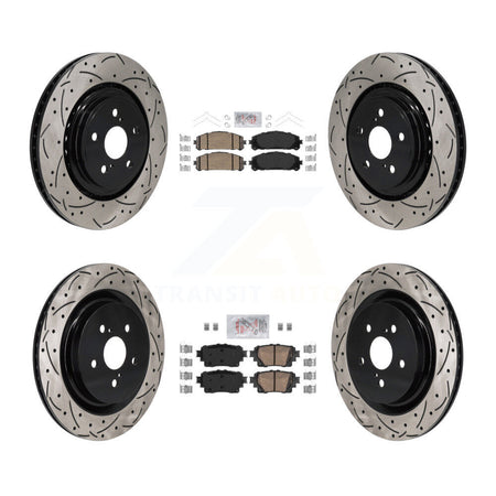 Front Rear Ceramic Pad Drilled Slot Disc Brake Rotors Kit For 2020-2023 Toyota Highlander KDA-103117