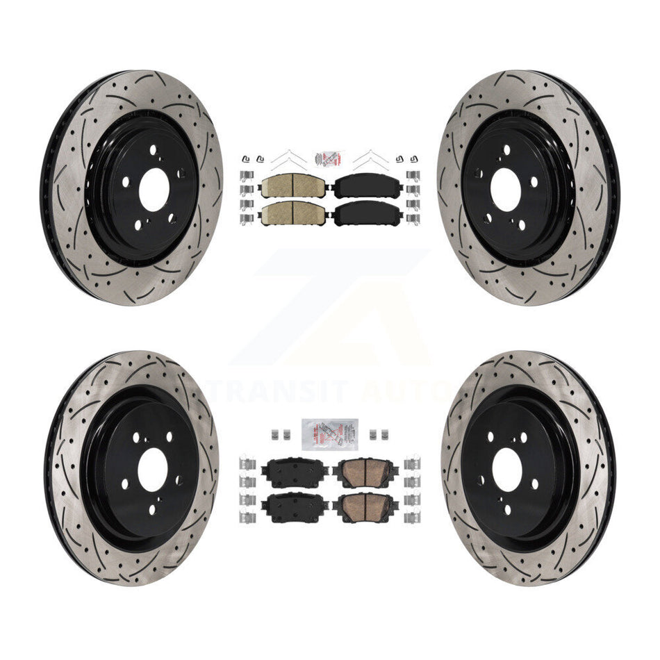 Front Rear Ceramic Pad Drilled Slot Disc Brake Rotors Kit For 2020-2022 Toyota Highlander KDA-103122