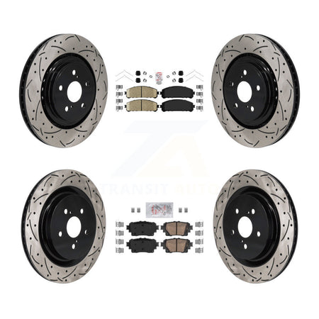 Front Rear Ceramic Pad Drilled Slot Disc Brake Rotors Kit For 2020-2022 Toyota Highlander KDA-103127