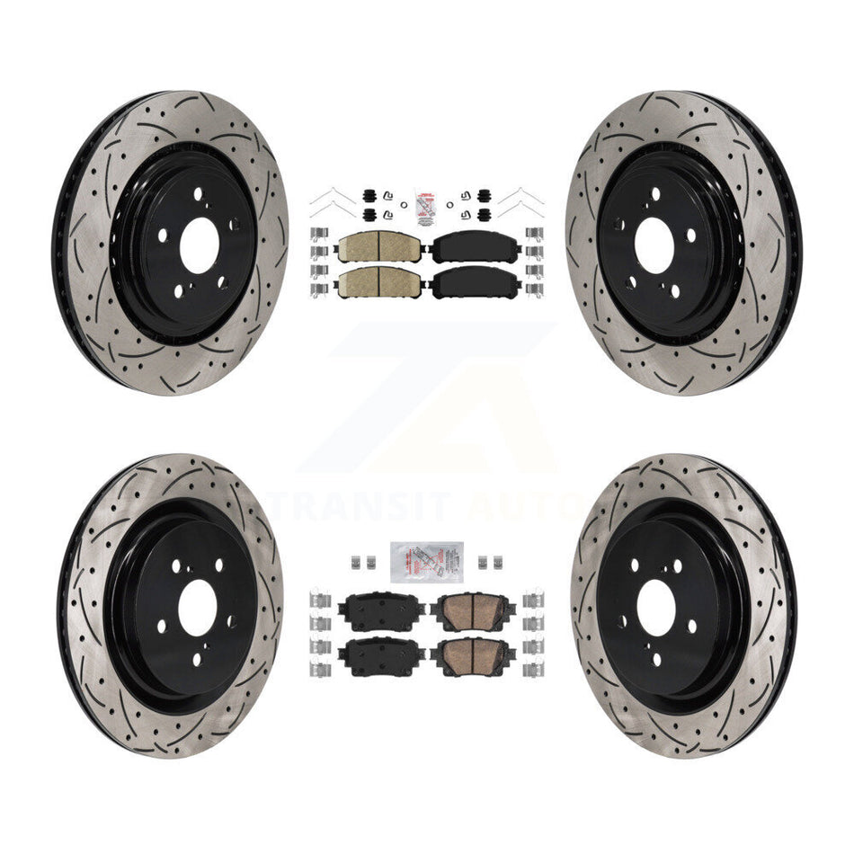 Front Rear Ceramic Pad Drilled Slot Disc Brake Rotors Kit For 2020-2022 Toyota Highlander KDA-103127