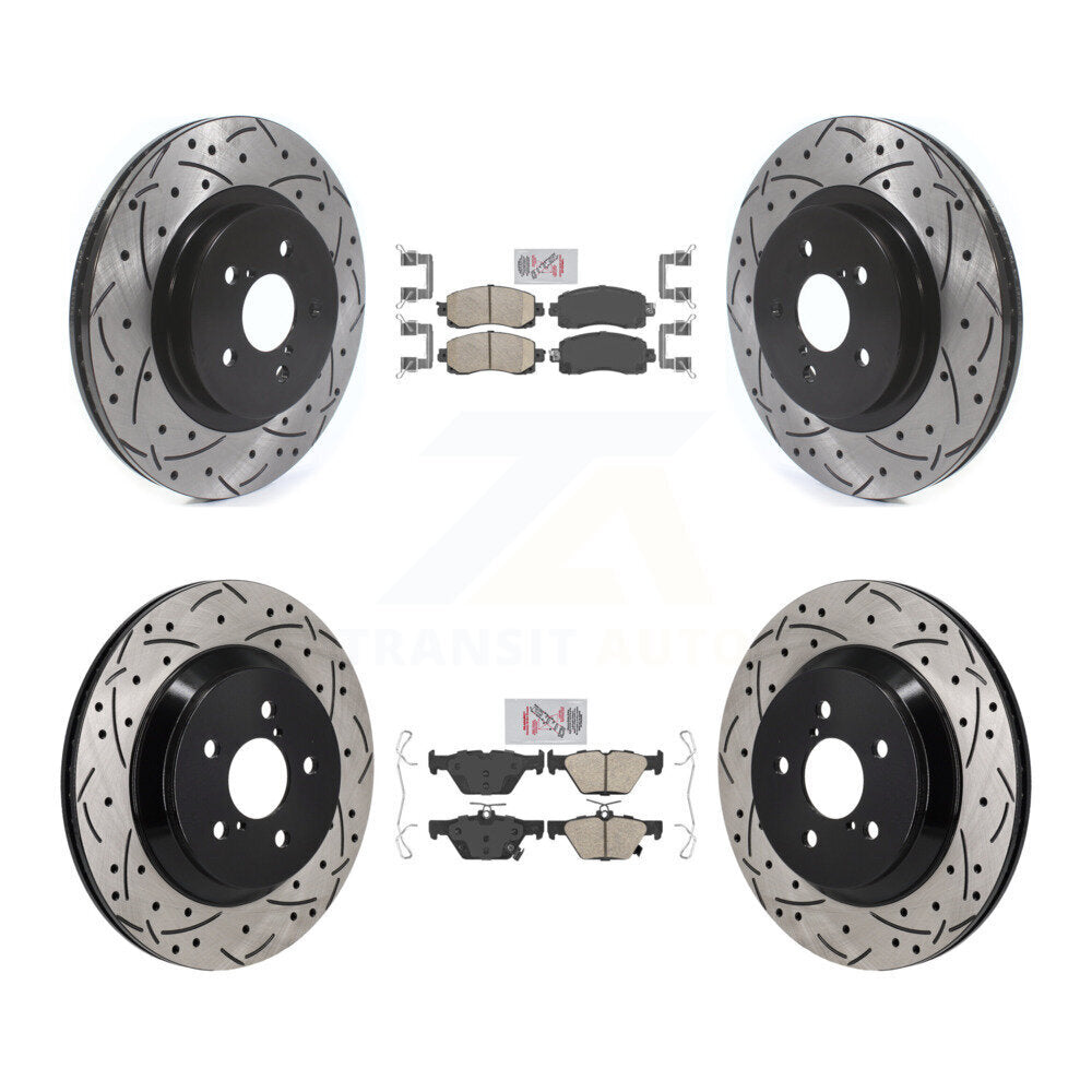 Front Rear Ceramic Pad & Coated Drilled Slotted Disc Brake Rotor Kit For Subaru Crosstrek KDA-103136