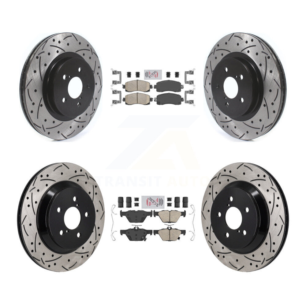 Front Rear Ceramic Pad & Coated Drilled Slotted Disc Brake Rotor Kit For Subaru Crosstrek KDA-103137