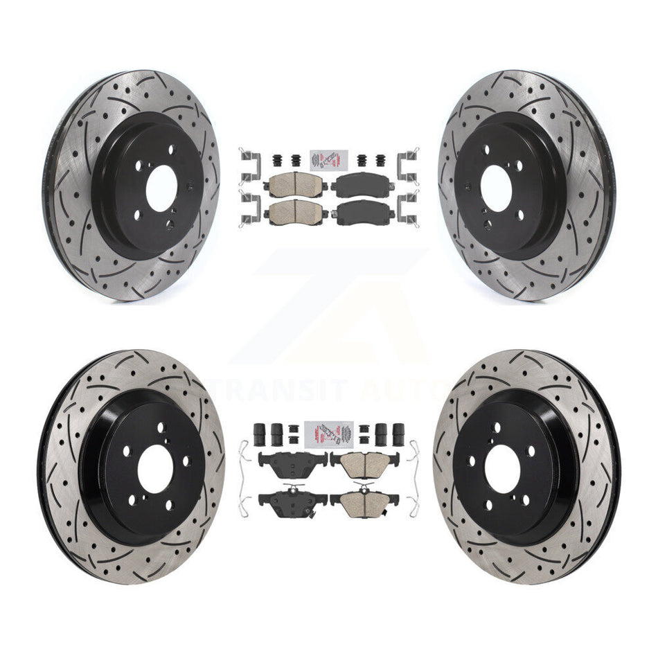 Front Rear Ceramic Pad & Coated Drilled Slotted Disc Brake Rotor Kit For Subaru Crosstrek KDA-103137