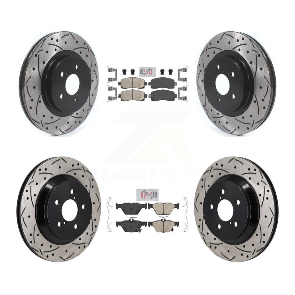 Front Rear Ceramic Pad & Coated Drilled Slotted Disc Brake Rotor Kit For Subaru Crosstrek KDA-103138