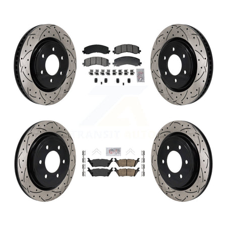 Front Semi-Metallic Rear Ceramic Pad Drill Slot Brake Rotor Kit For Ford F-150 Expedition KDA-103140