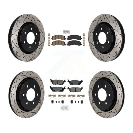 Front Ceramic Rear Semi-Metallic Pad Drill Slot Brake Rotor Kit For Ford F-150 Expedition KDA-103141