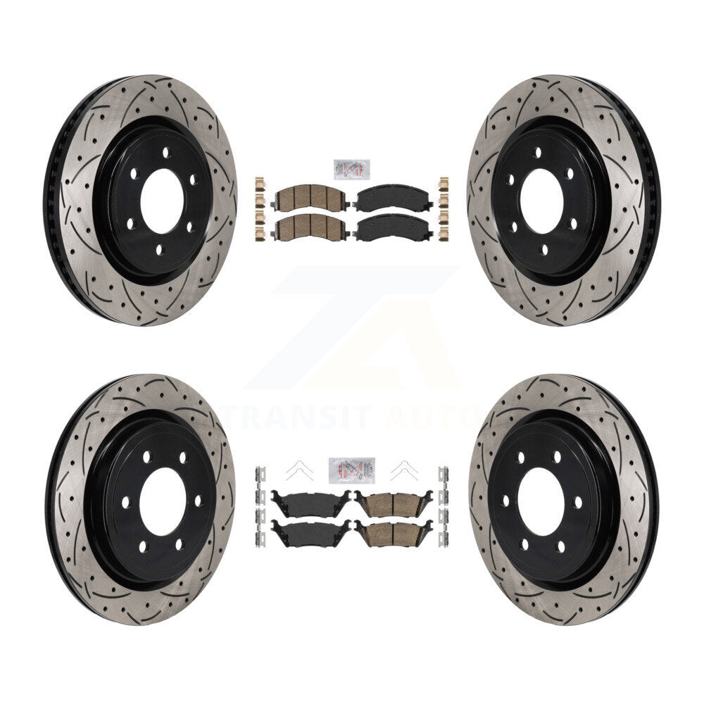Front Rear Ceramic Pad Drill Slot Disc Brake Rotors Kit For Ford F-150 Expedition Lincoln KDA-103142