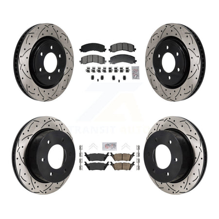 Front Semi-Metallic Rear Ceramic Pad Drill Slot Disc Brake Rotor Kit For Ford Bronco 3.0L KDA-103144