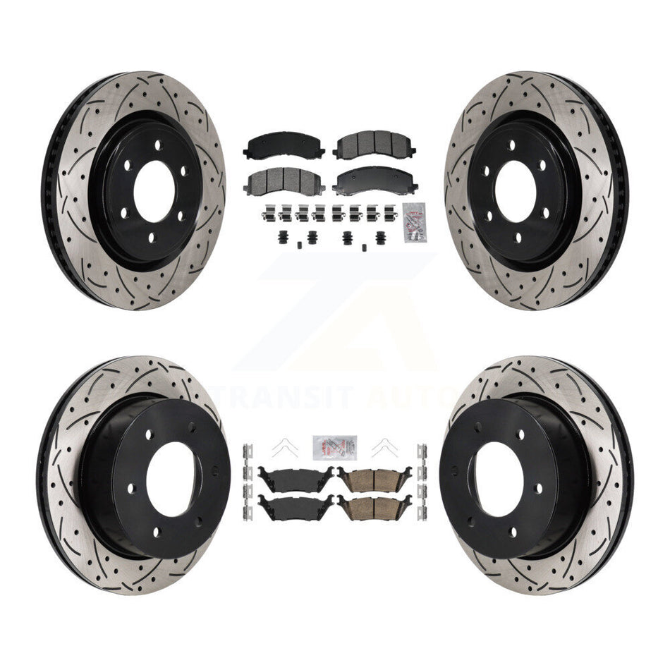Front Semi-Metallic Rear Ceramic Pad Drill Slot Disc Brake Rotor Kit For Ford Bronco 3.0L KDA-103144