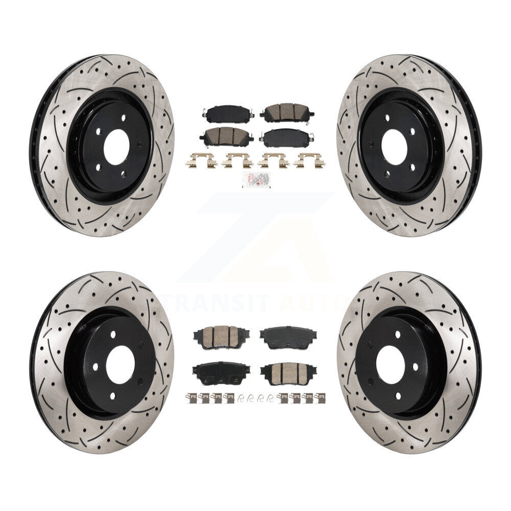 Front Rear Ceramic Pad Drilled Slot Brake Rotors Kit For Mitsubishi Outlander Nissan QX60 KDA-103148