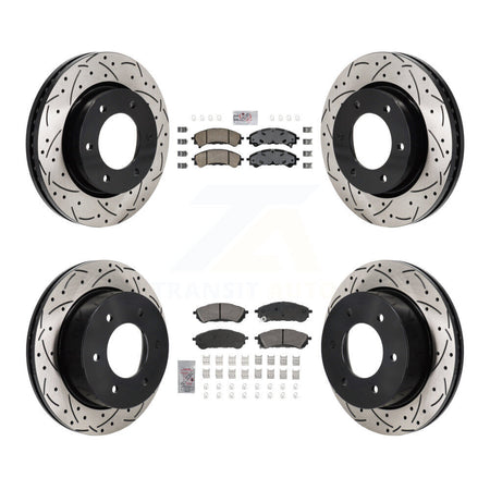 Front Rear Ceramic Pad Coated Drilled Slot Disc Brake Rotor Kit For 2019-2023 Ford Ranger KDA-103149