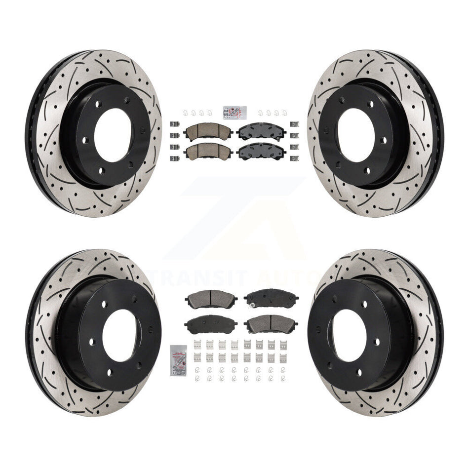 Front Rear Ceramic Pad Coated Drilled Slot Disc Brake Rotor Kit For 2019-2023 Ford Ranger KDA-103149