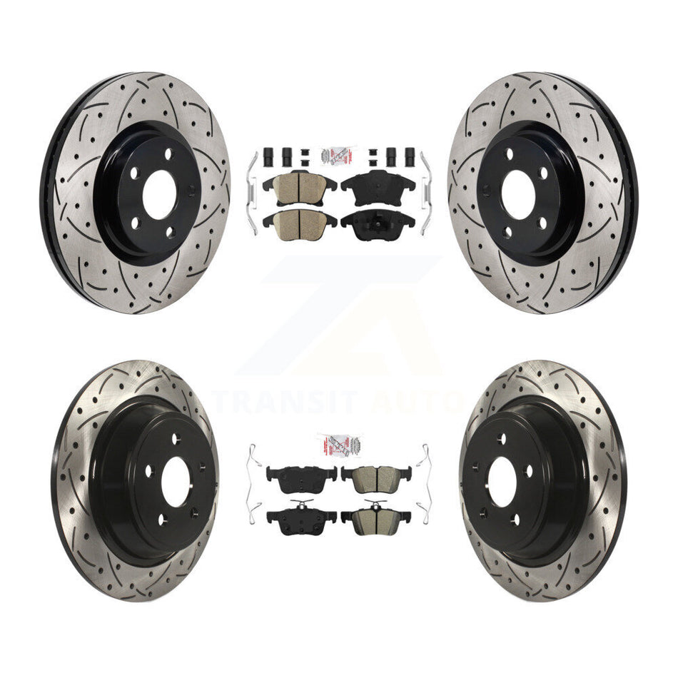 Front Ceramic Rear Semi-Metallic Pad Drill Slot Disc Brake Rotor Kit For Lincoln MKZ 2.0L KDA-103150