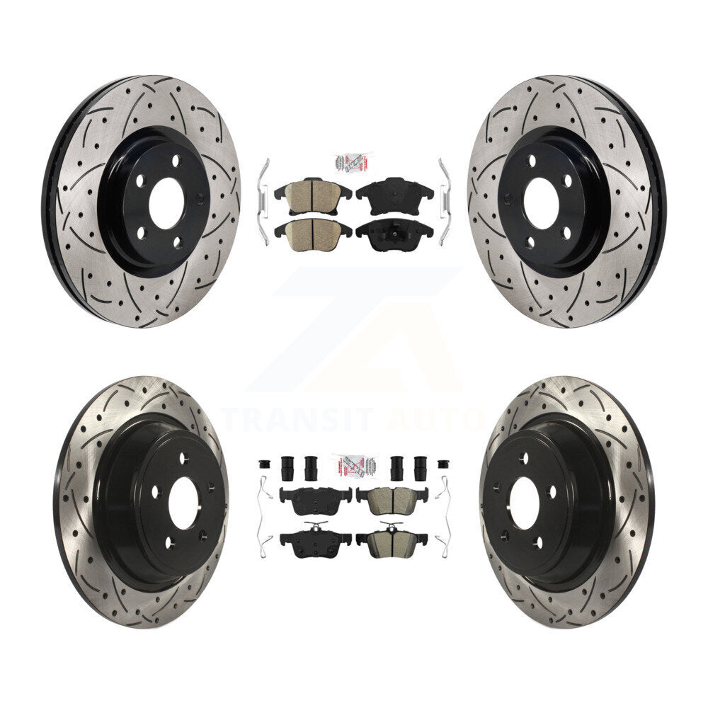 Front Ceramic Rear Semi-Metallic Pad Drill Slot Disc Brake Rotor Kit For Lincoln MKZ 2.0L KDA-103153