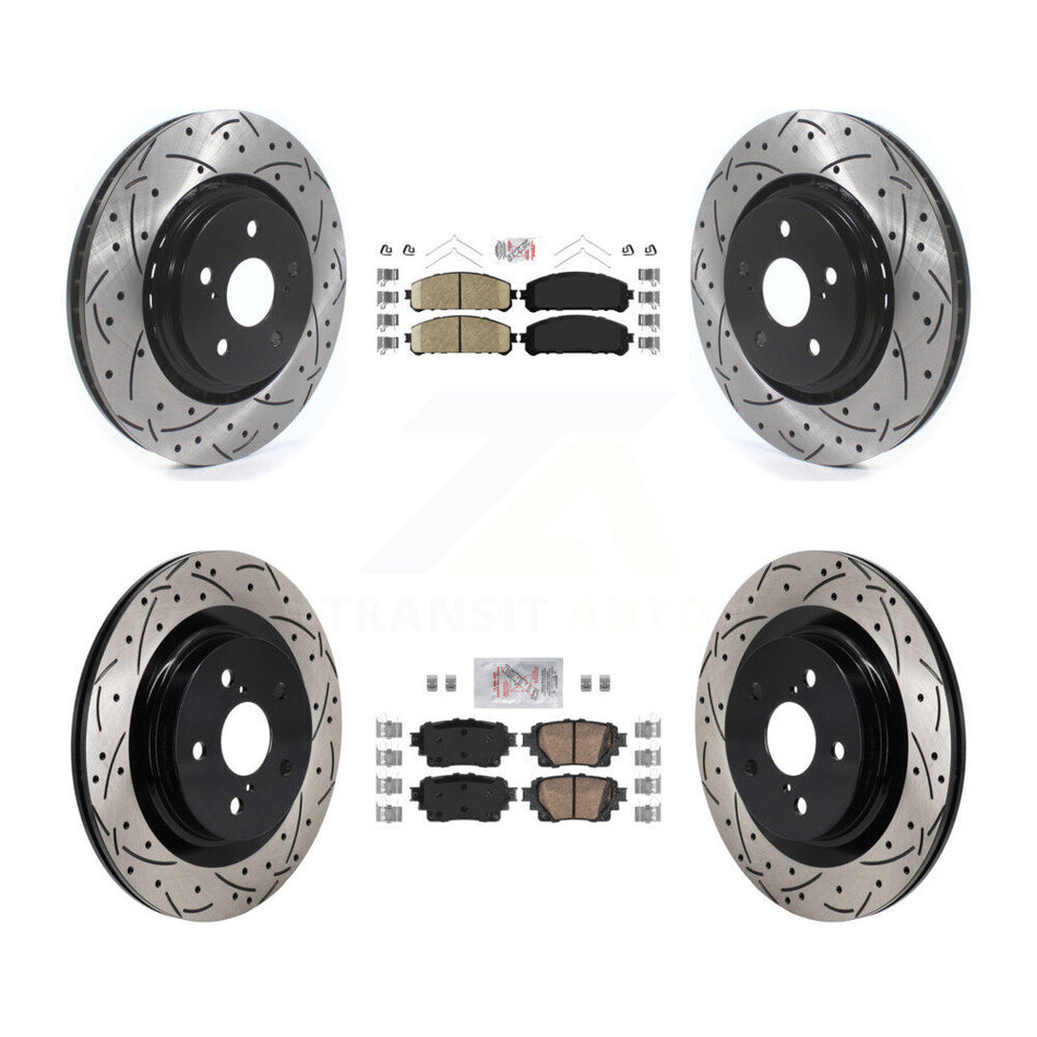 Front Rear Ceramic Pad Drilled Slot Disc Brake Rotor Kit For 2022-2023 Lexus NX350h NX350 KDA-103156