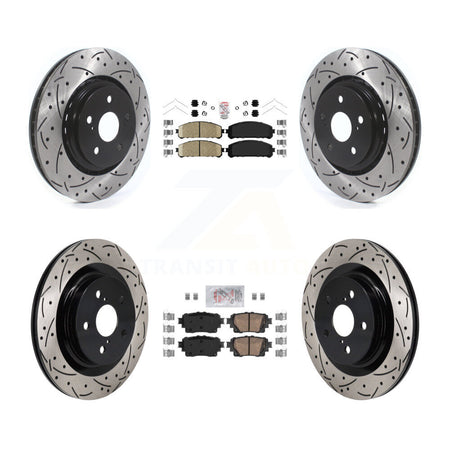Front Rear Ceramic Pad Drilled Slot Disc Brake Rotor Kit For 2022-2023 Lexus NX350h NX350 KDA-103157