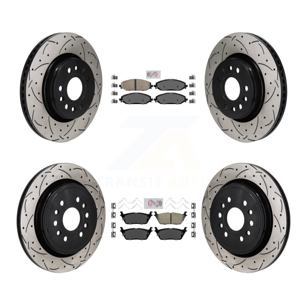 Front Rear Ceramic Pad Drill Slot Disc Brake Rotor Kit For Ram 1500 Jeep Wagoneer Grand L KDA-103158