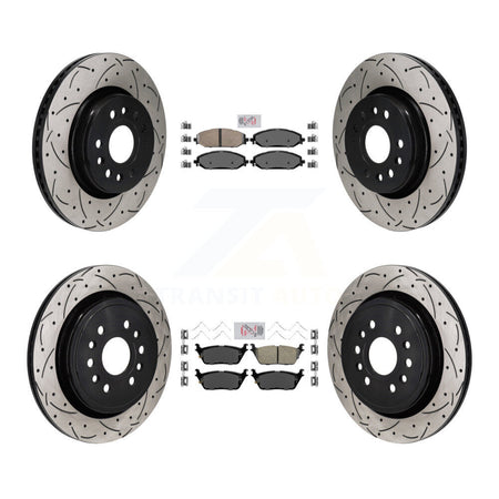 Front Rear Ceramic Pad Drill Slot Disc Brake Rotor Kit For Ram 1500 Jeep Wagoneer Grand L KDA-103158