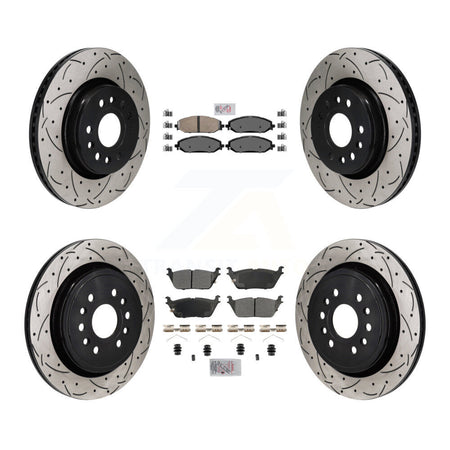 Front Ceramic Rear Semi-Metallic Pad Drill Slot Brake Rotor Kit For Ram 1500 Jeep Grand L KDA-103159