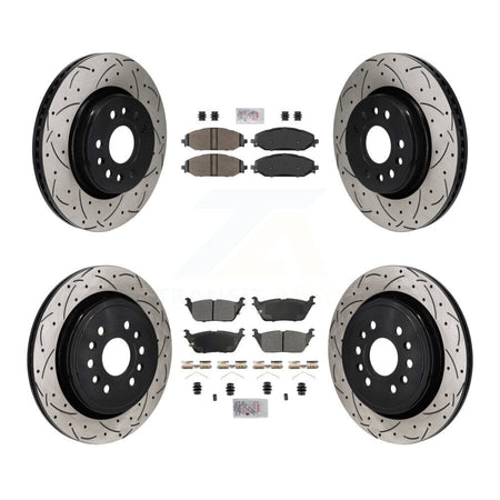 Front Rear Semi-Metallic Pad Drill Slot Brake Rotors Kit For Ram 1500 Jeep Wagoneer Grand KDA-103161