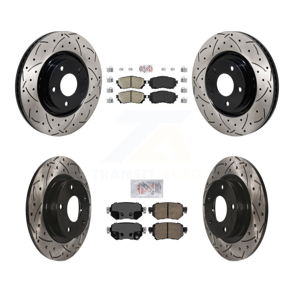 Front Rear Ceramic Pad Coat Drill Slot Disc Brake Rotor Kit For 2021 Mazda 6 Turbocharged KDA-103162