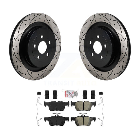 Rear Drilled Slot Disc Brake Rotor & Semi-Metallic Pad Kit For Ford Edge Lincoln Nautilus KDA-103167