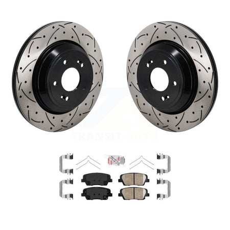 Rear Coated Drilled Slot Disc Brake Rotor Ceramic Pad Kit For Genesis G70 Kia Stinger G80 KDA-103173