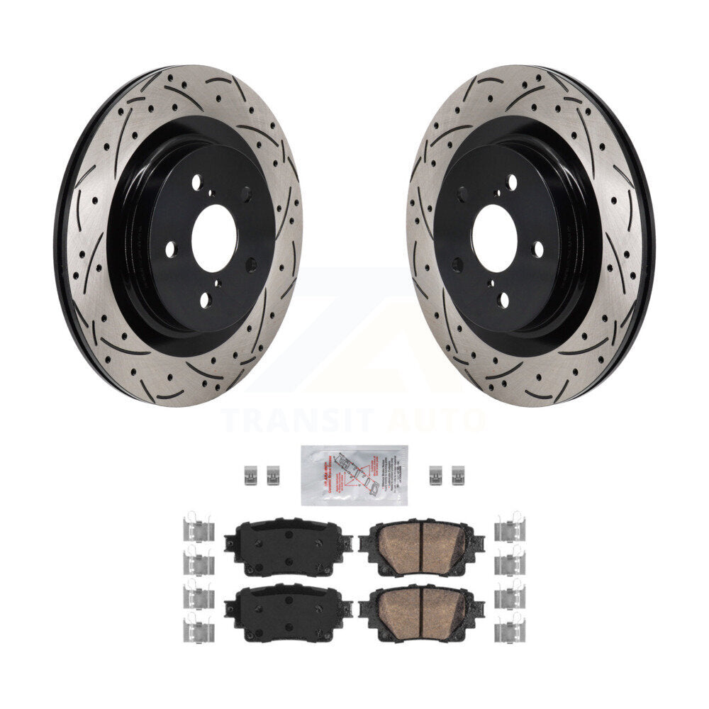 Rear Drilled Slot Brake Rotor & Ceramic Pad Kit For Toyota Sienna RAV4 Prime Lexus NX350h KDA-103182