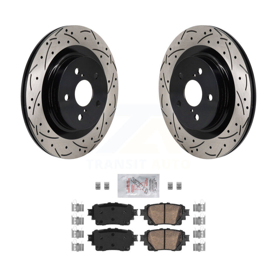 Rear Drilled Slot Brake Rotor & Ceramic Pad Kit For Toyota Sienna RAV4 Prime Lexus NX350h KDA-103182