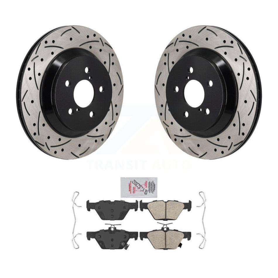 Rear Coated Drilled Slotted Disc Brake Rotors And Ceramic Pads Kit For Subaru Crosstrek KDA-103185
