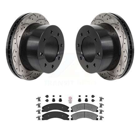 Rear Drilled Slot Disc Brake Rotor Semi-Metallic Pad Kit For GMC Sierra 3500 HD Chevrolet KDA-103186