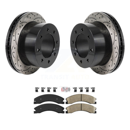 Rear Drilled Slot Brake Rotors Ceramic Pad Kit For GMC Sierra 3500 HD Chevrolet Silverado KDA-103188