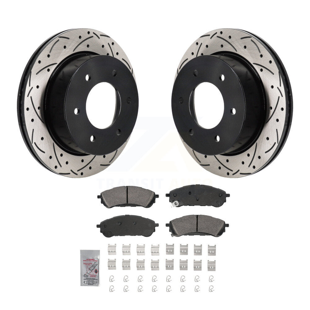 Rear Coated Drilled Slotted Disc Brake Rotors & Ceramic Pad Kit For 2019-2023 Ford Ranger KDA-103190