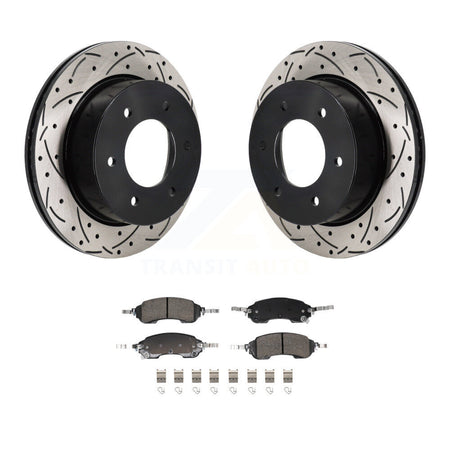 Rear Coated Drilled Slotted Disc Brake Rotors And Ceramic Pads Kit For Ford Bronco KDA-103191