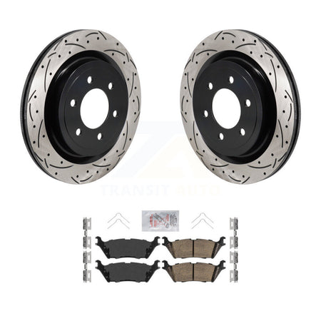 Rear Coated Drilled Slotted Disc Brake Rotor And Ceramic Pad Kit For Ford F-150 Lightning KDA-103195