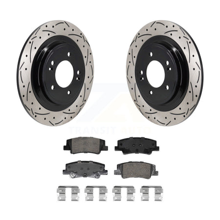 Rear Coated Drilled Slot Disc Brake Rotor Ceramic Pad Kit For Hyundai Tucson Kia Sportage KDA-103202
